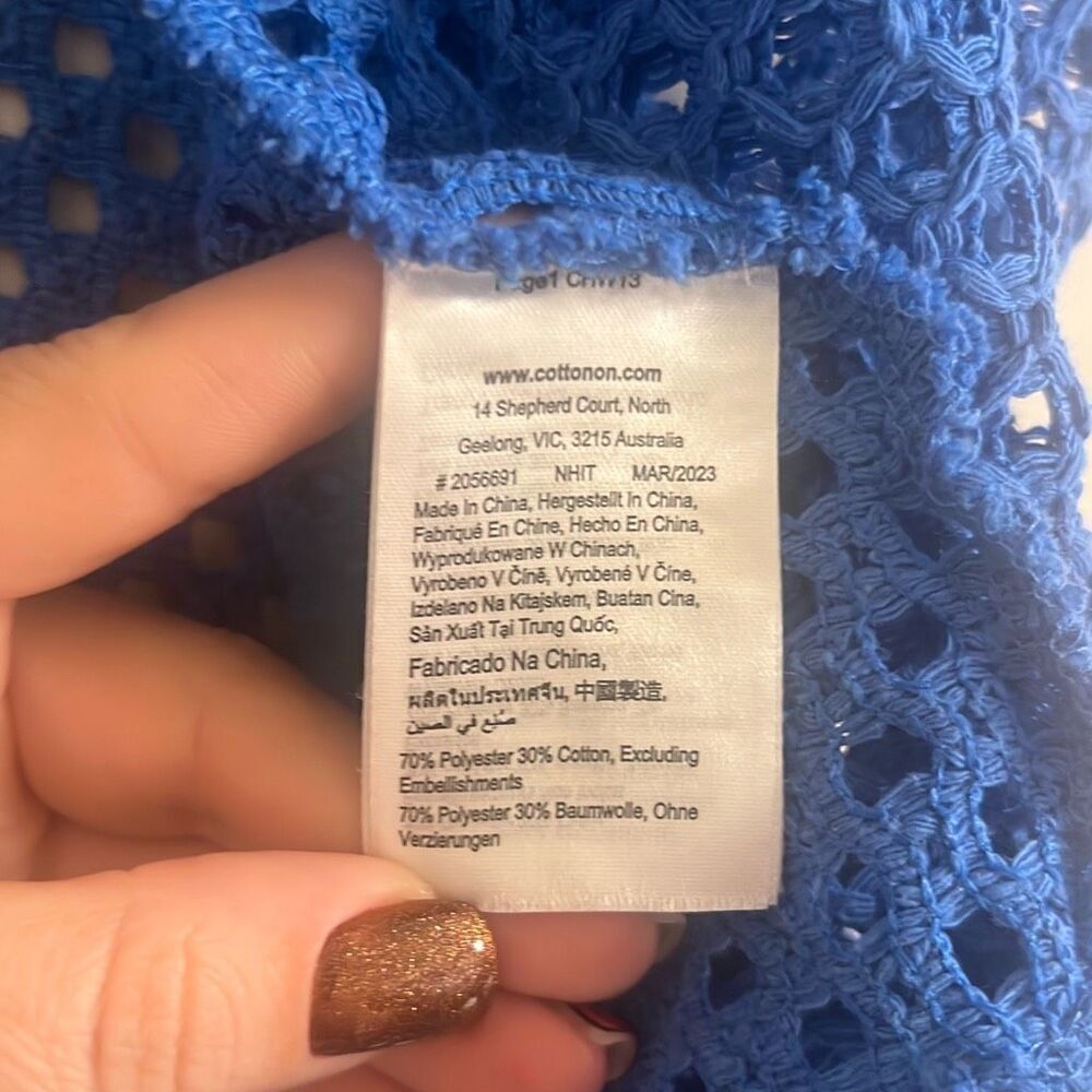 ✨Cotton On Crochet Button Down Blue Sz 4 Top✨ - Picture 4 of 5